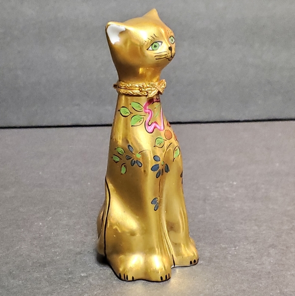 Limoges Peint Main Cat Trinket Box - Picture 2 of 11
